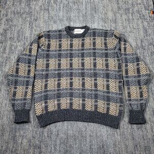 VTG 70s McGregor Geometric Plaid, Grandpa, Preppy, Wool Sweater *XL* Knit
